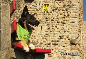 Emma à profite de la vue sur le château d'Iberg.